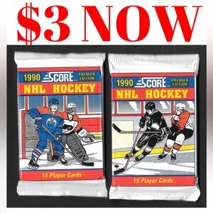 2 PACKS 1990/91 Score Premier Edition Sealed Hockey Card Pack Brodeur Rookie?